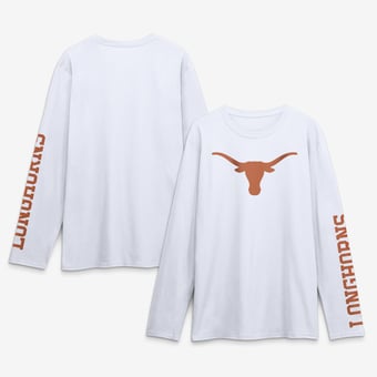 Men's Logo Athletic White Texas Longhorns Primary Logo Long Sleeve T-Shirt
