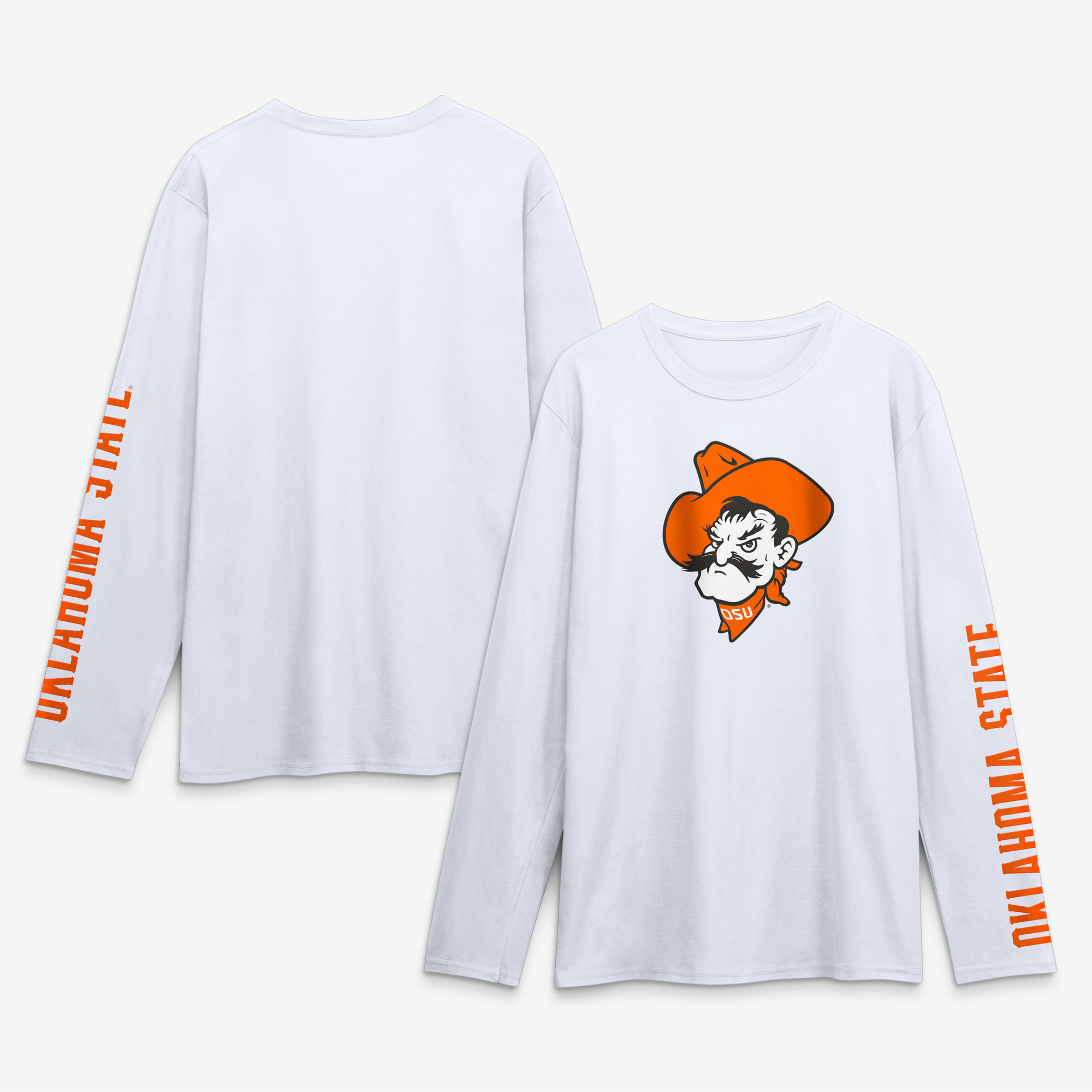 Men's Logo Athletic White Oklahoma State Cowboys Primary Logo Long Sleeve T-Shirt