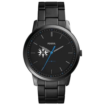 Men's Fossil  Black Moravian Greyhounds Minimalist Slim Stainless Steel Watch