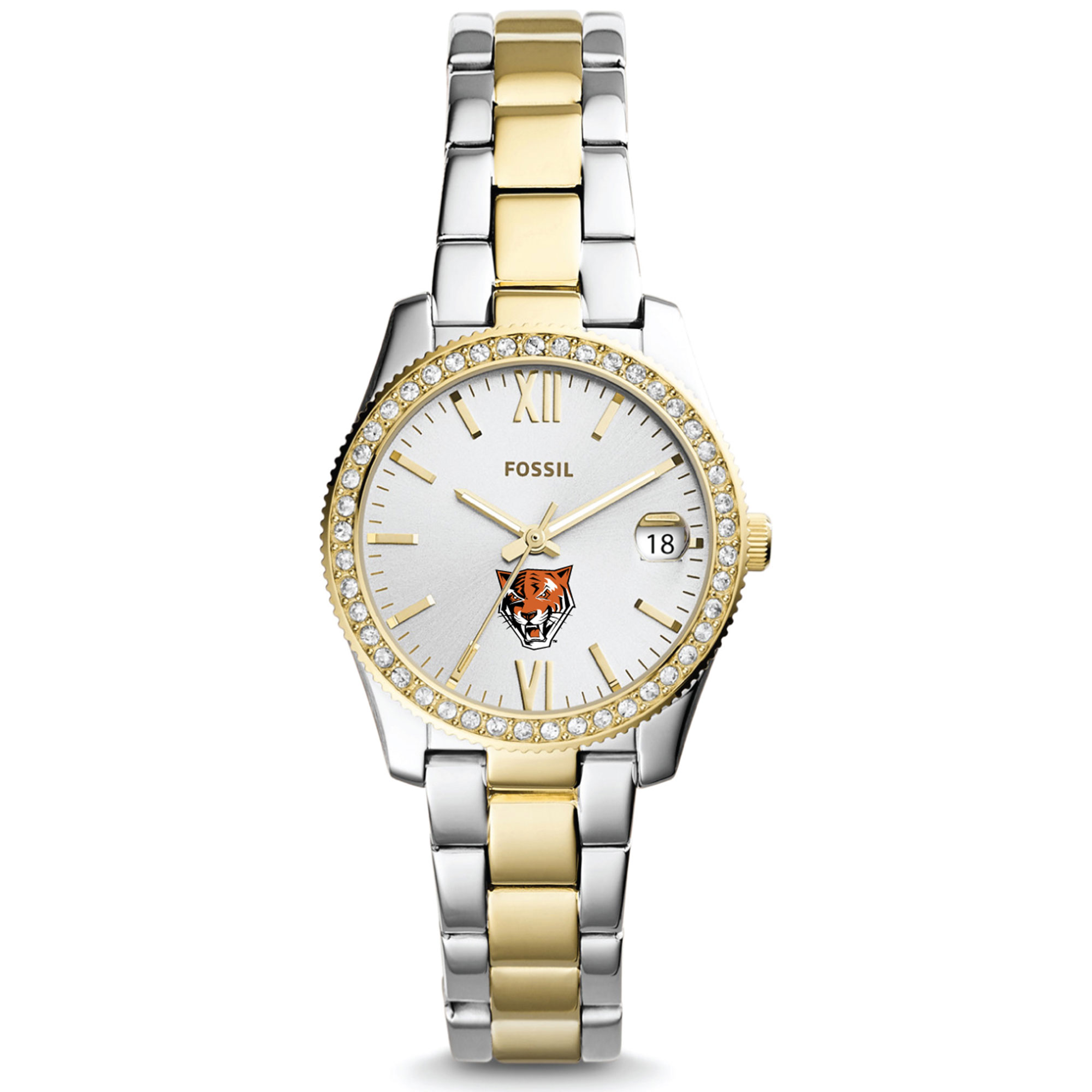 Women's Fossil  Silver/Gold Buffalo State Bengals Scarlette Mini Two-Tone Stainless Steel Watch