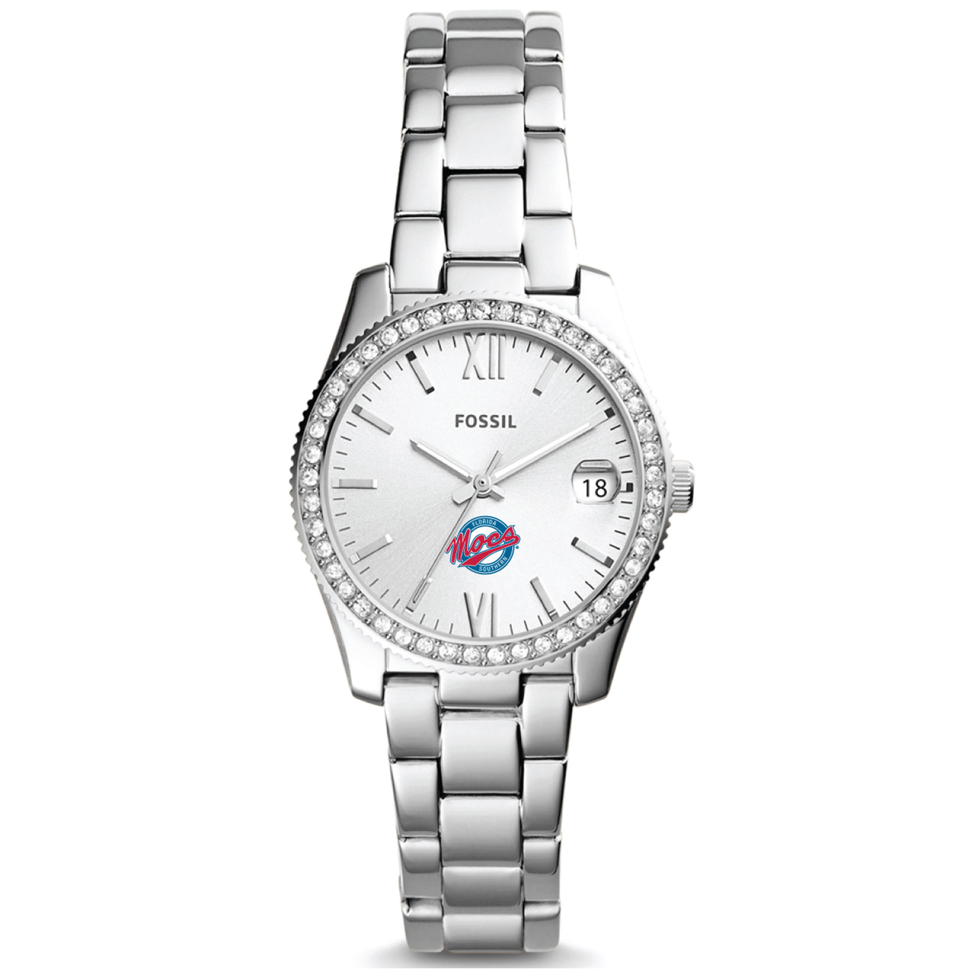 Women's Fossil  Silver Florida Southern Mocs Scarlette Mini Three-Hand Date Watch