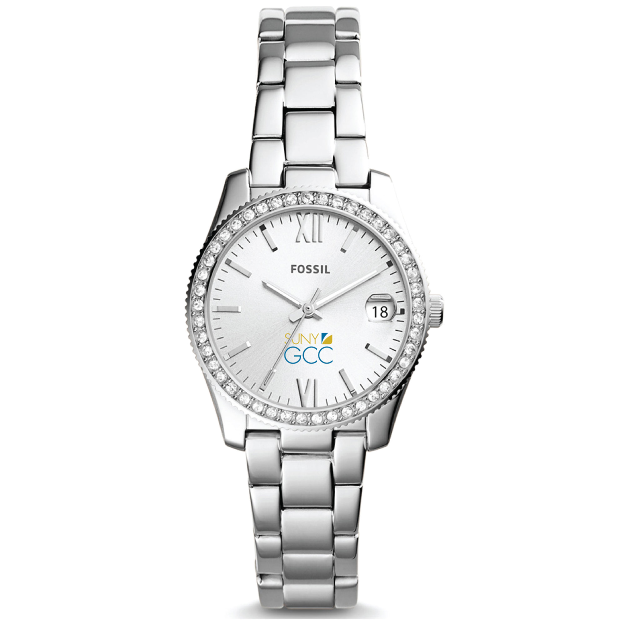 Women's Fossil  Silver SUNY Genesee Community College Scarlette Mini Three-Hand Date Watch