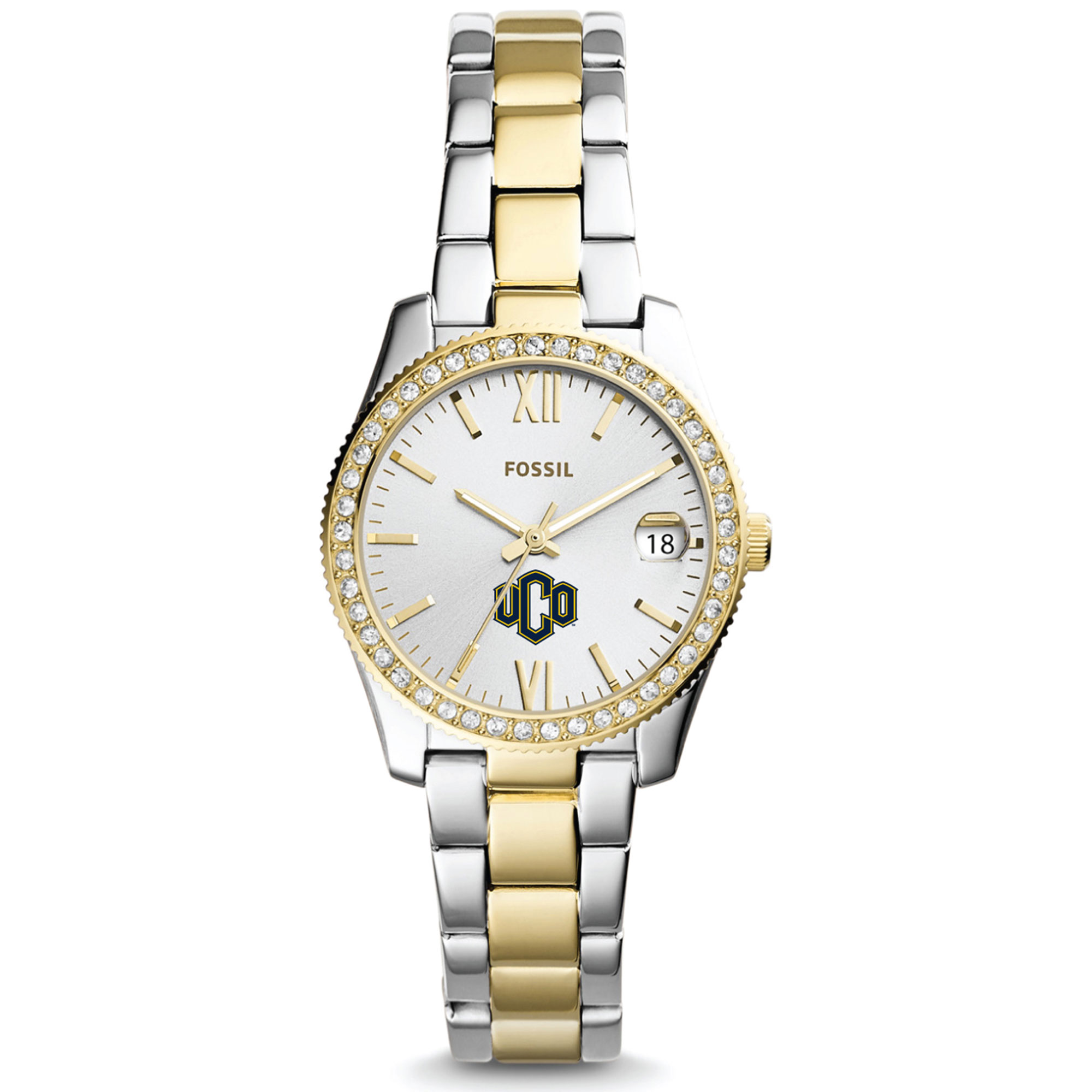 Women's Fossil  Silver/Gold Central Oklahoma Bronchos Scarlette Mini Two-Tone Stainless Steel Watch