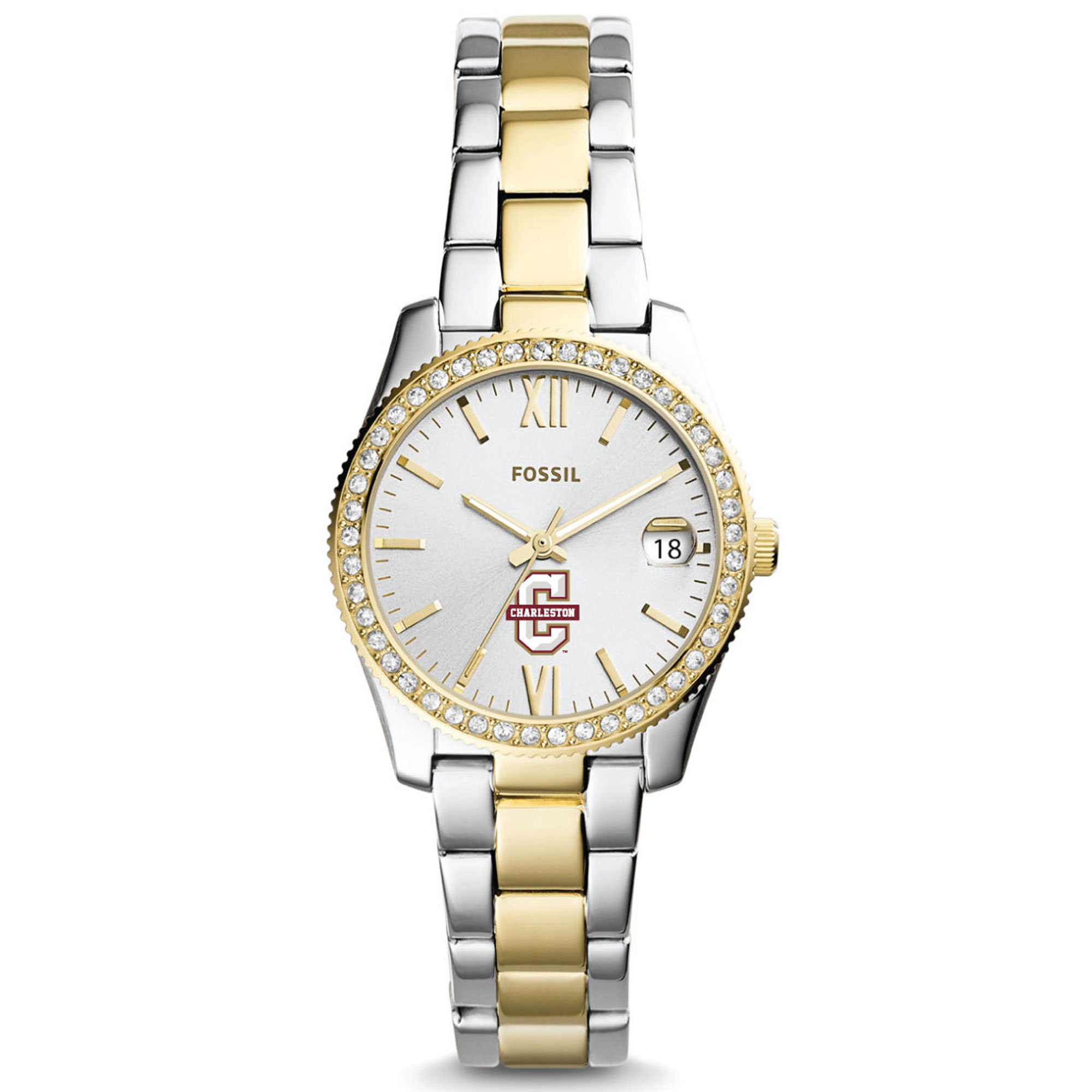 Women's Fossil  Silver/Gold Charleston Cougars Scarlette Mini Two-Tone Stainless Steel Watch