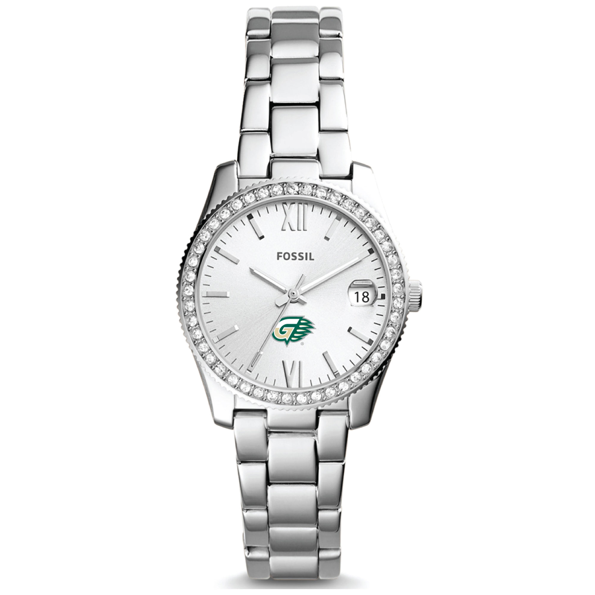 Women's Fossil  Silver Georgia Gwinnett Grizzlies Scarlette Mini Three-Hand Date Watch