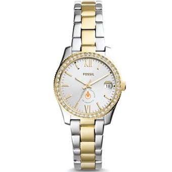 Women's Fossil  Silver/Gold Culinary Institute of America Steels Scarlette Mini Two-Tone Stainless Steel Watch