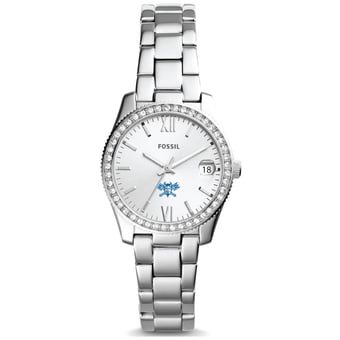 Women's Fossil  Silver Lawrence Technological University Blue Devils Scarlette Mini Three-Hand Date Watch