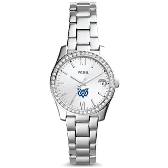 Women's Fossil  Silver Mississippi University for Women Owls Scarlette Mini Three-Hand Date Watch