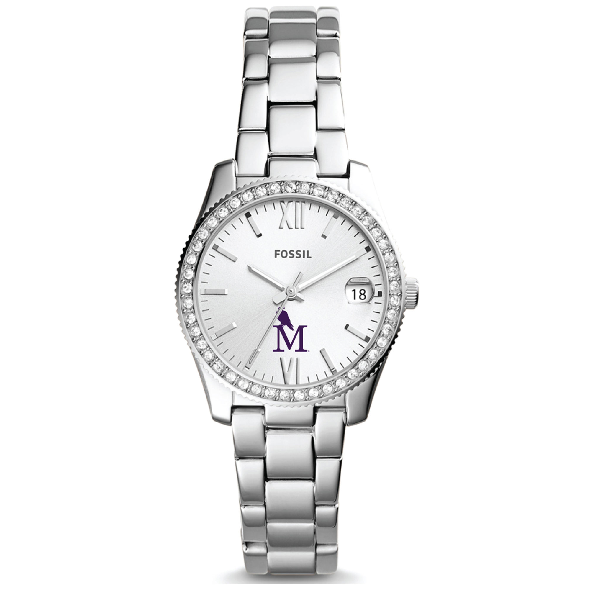 Women's Fossil  Silver Montevallo Falcons Scarlette Mini Three-Hand Date Watch