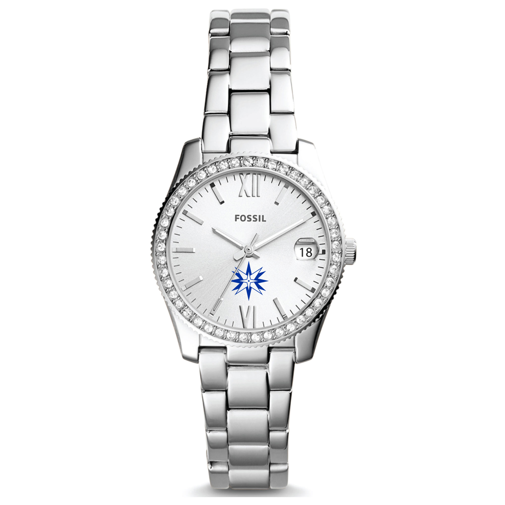 Women's Fossil  Silver Moravian Greyhounds Scarlette Mini Three-Hand Date Watch