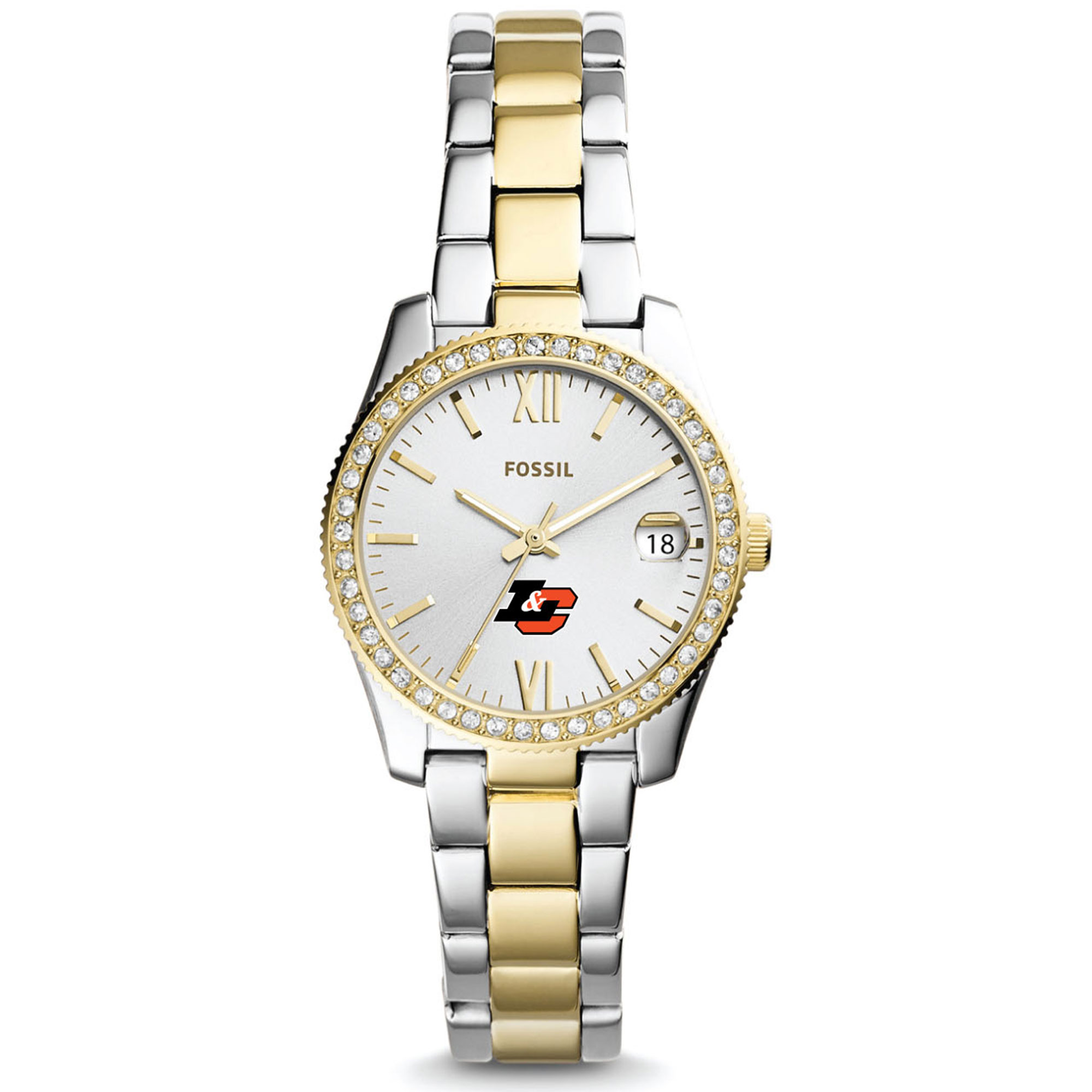Women's Fossil  Silver/Gold Lewis & Clark College Pioneers Scarlette Mini Two-Tone Stainless Steel Watch