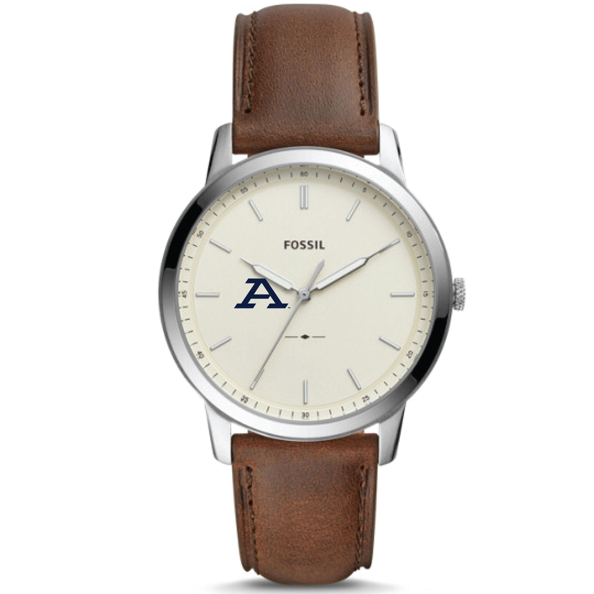 Men's Fossil  Silver Akron Zips The Minimalist Brown Leather Watch