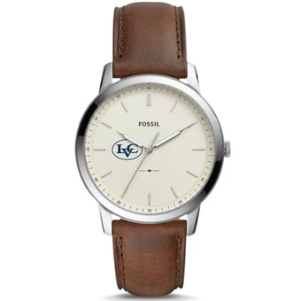 Men's Fossil  Silver Lebanon Valley College The Minimalist Brown Leather Watch