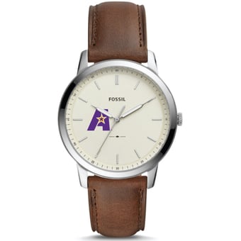 Men's Fossil  Silver LSUA Generals The Minimalist Brown Leather Watch