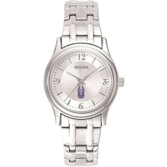 Women's Bulova  Silver UAlbany Great Danes Silver-Tone Dial Stainless Steel Quartz Watch