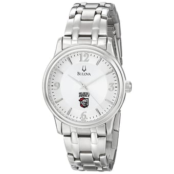 Men's Bulova  Silver Belmont Abbey Crusaders Stainless Steel Quartz Watch