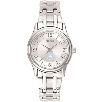 Women's Bulova  Silver Columbia University Silver-Tone Dial Stainless Steel Quartz Watch