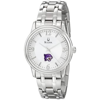 Men's Bulova  Silver Bethel Wildcats Stainless Steel Quartz Watch