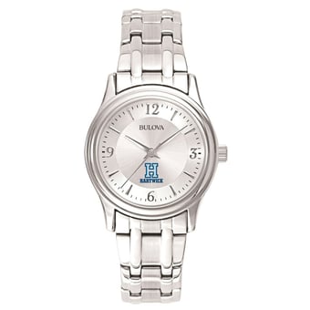 Women's Bulova  Silver Hartwick College Hawks Silver-Tone Dial Stainless Steel Quartz Watch