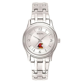Women's Bulova  Silver Illinois Tech Scarlet Hawks Silver-Tone Dial Stainless Steel Quartz Watch