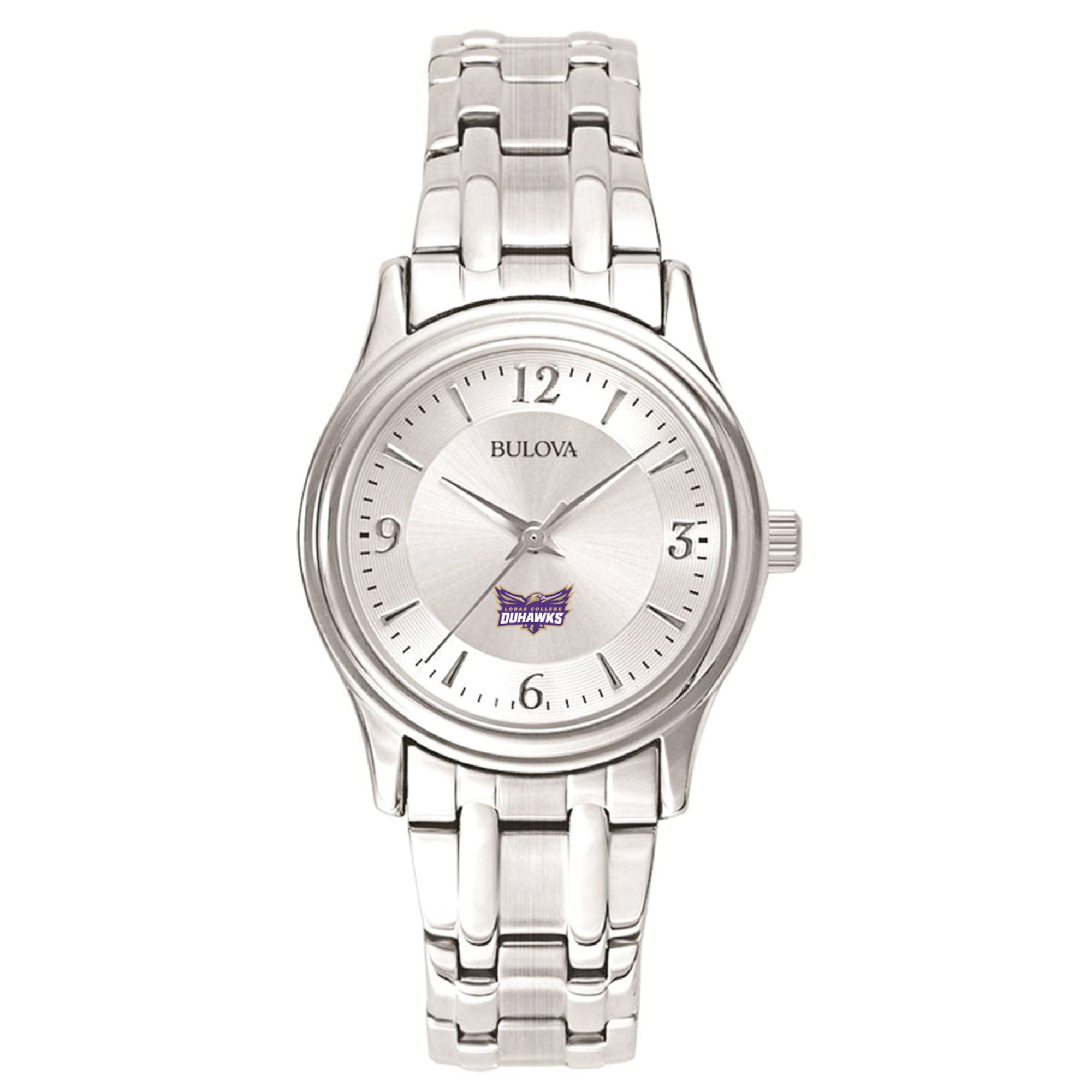 Women's Bulova  Silver Loras College Duhawks Silver-Tone Dial Stainless Steel Quartz Watch