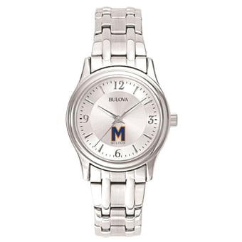 Women's Bulova  Silver Milton Academy Mustangs Silver-Tone Dial Stainless Steel Quartz Watch