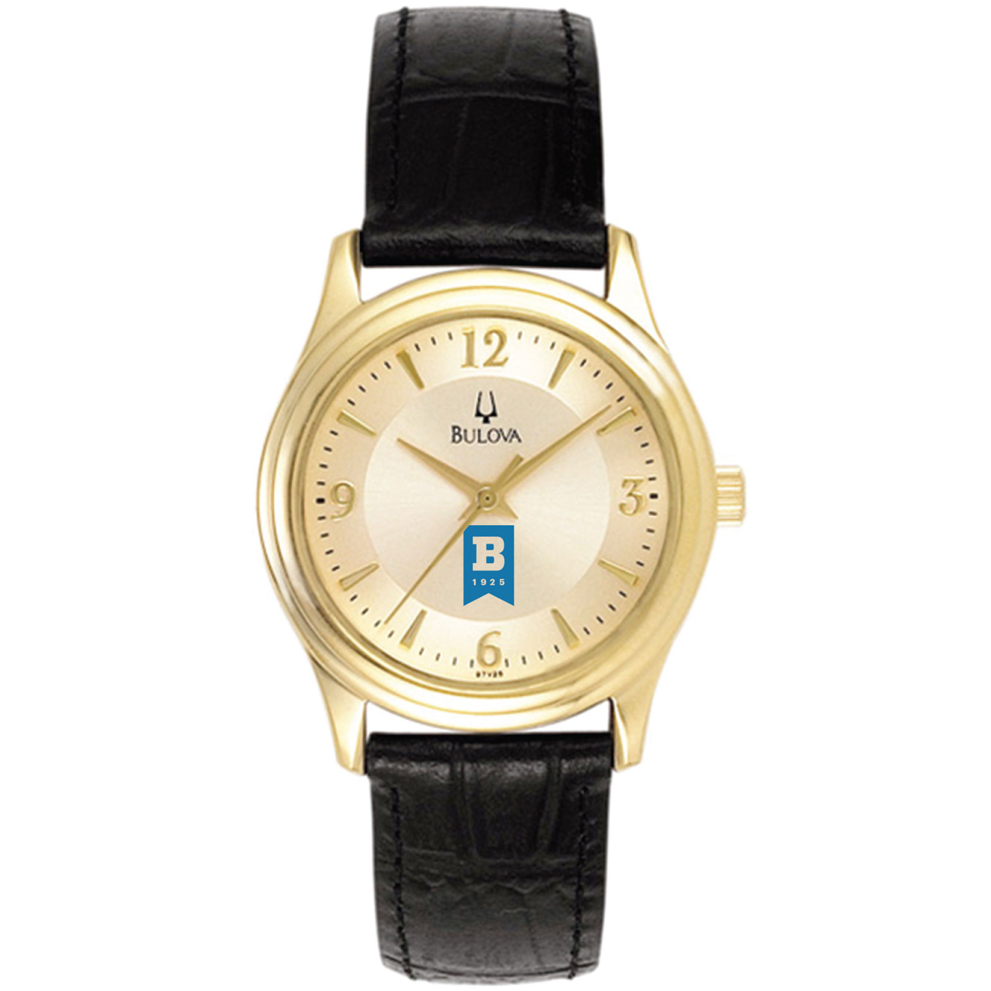 Women's Bulova  Gold/Black University of Baltimore Stainless Steel Watch with Leather Band