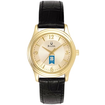 Women's Bulova  Gold/Black University of Baltimore Stainless Steel Watch with Leather Band