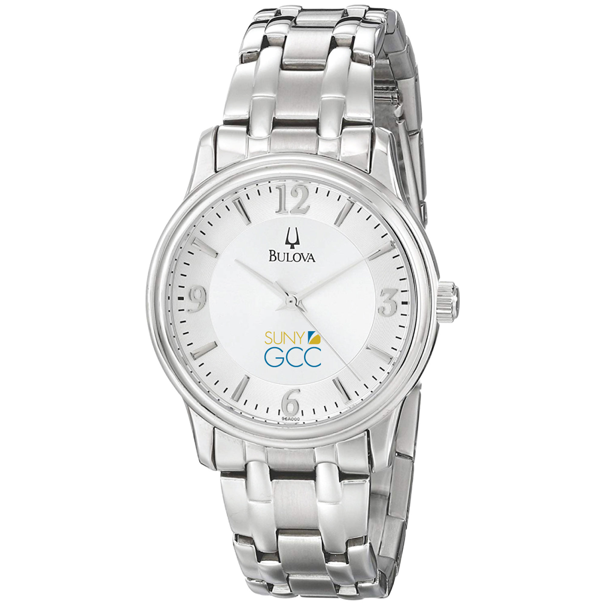 Men's Bulova  Silver SUNY Genesee Community College Stainless Steel Quartz Watch