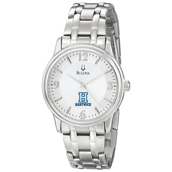 Men's Bulova  Silver Hartwick College Hawks Stainless Steel Quartz Watch