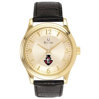 Men's Bulova  Gold/Black Austin Peay State Governors Stainless Steel Watch with Leather Band