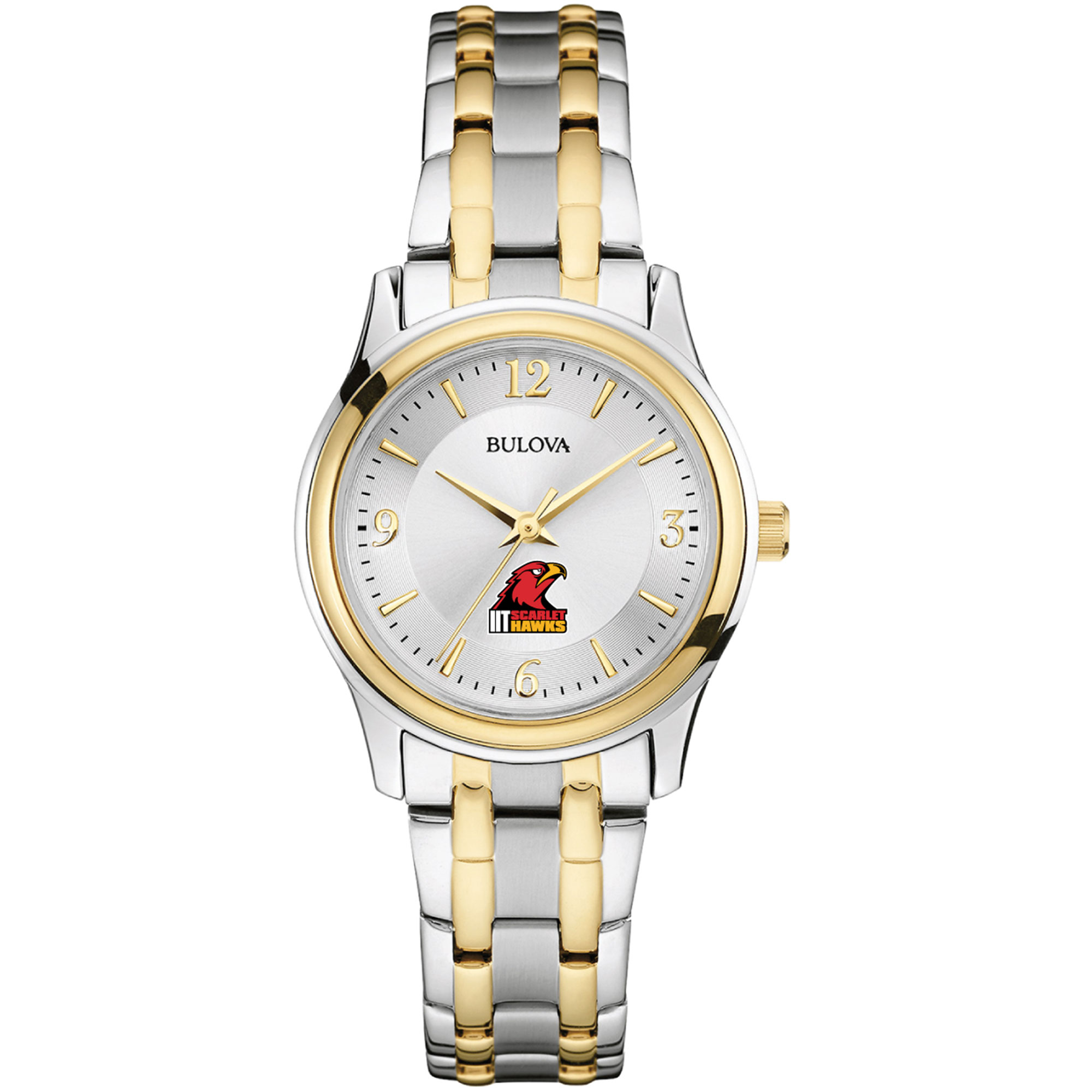 Women's Bulova  Silver/Gold Illinois Tech Scarlet Hawks Two-Tone Stainless Steel Watch