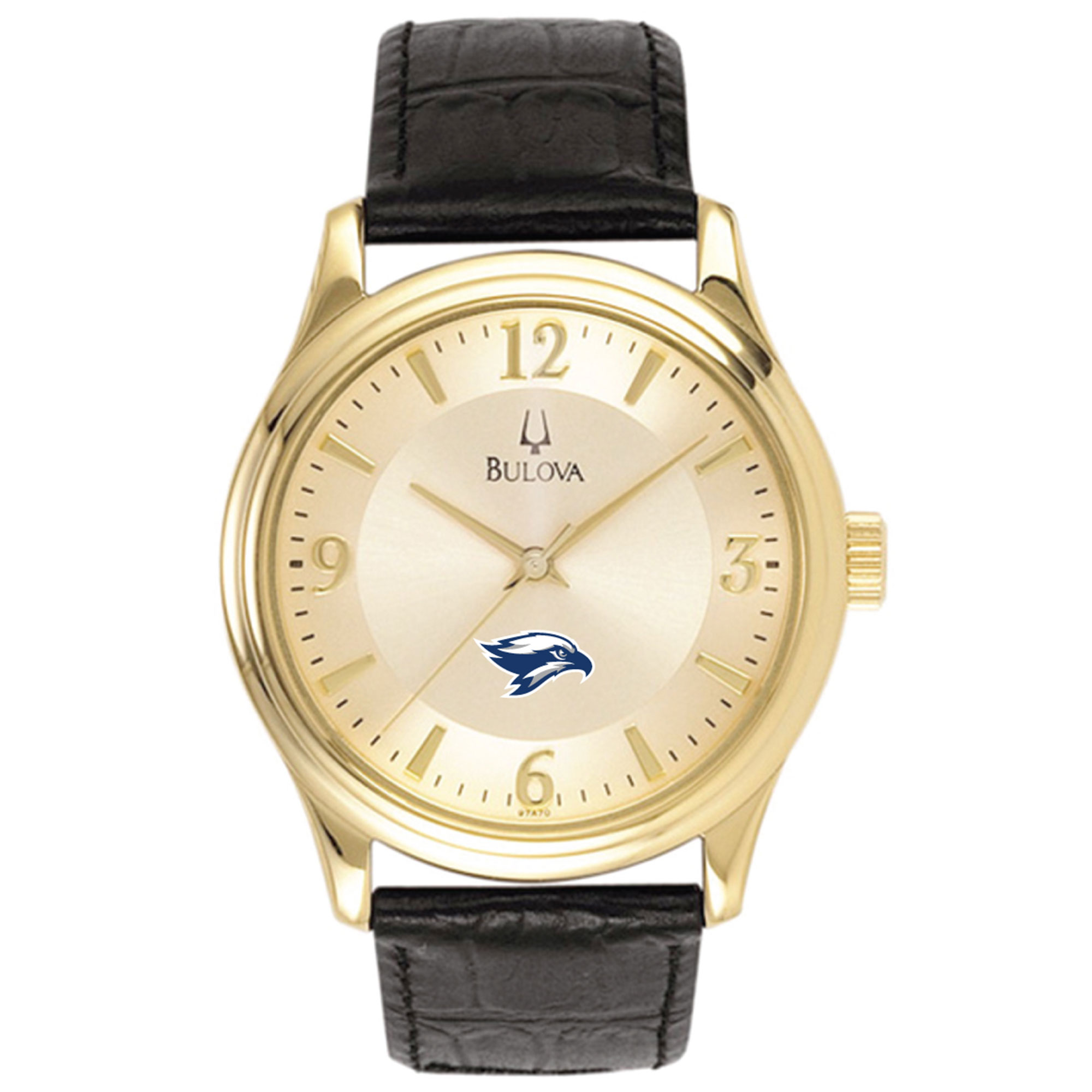 Men's Bulova  Gold/Black Broward Seahawks Stainless Steel Watch with Leather Band