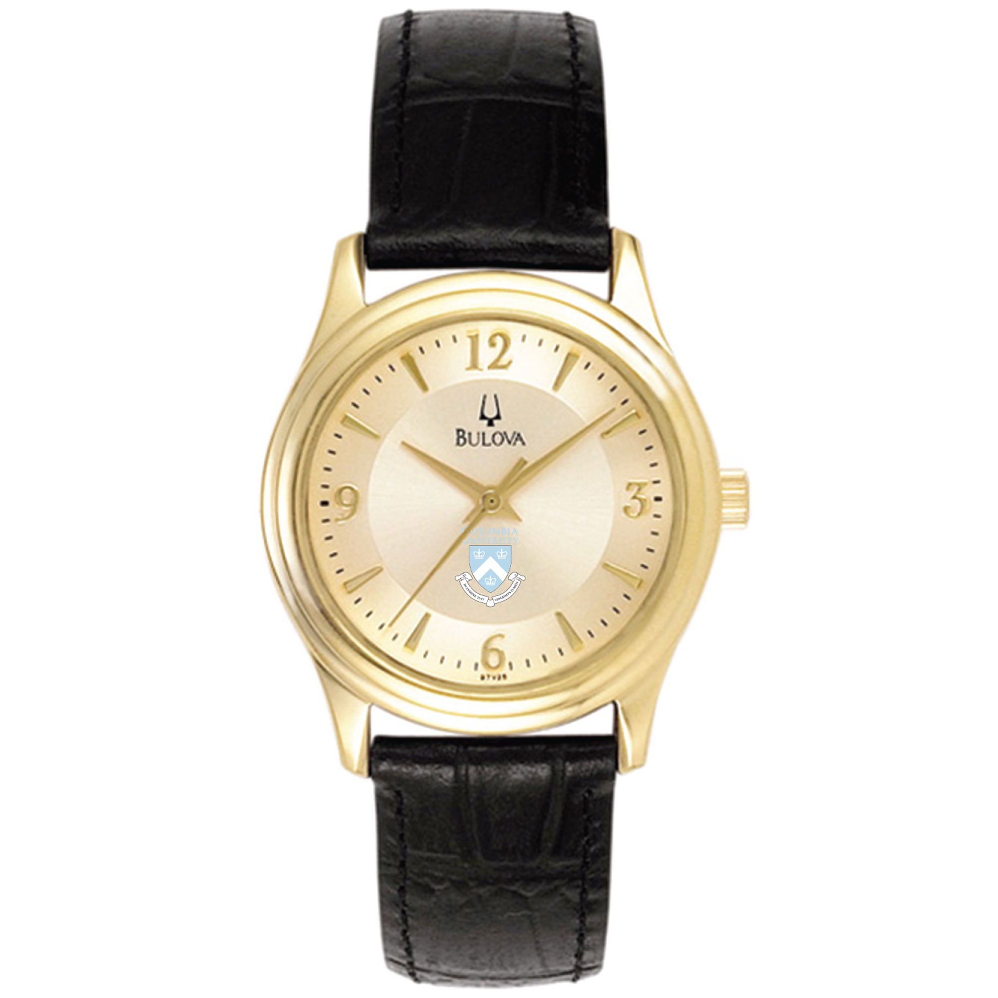 Women's Bulova  Gold/Black Columbia University Stainless Steel Watch with Leather Band