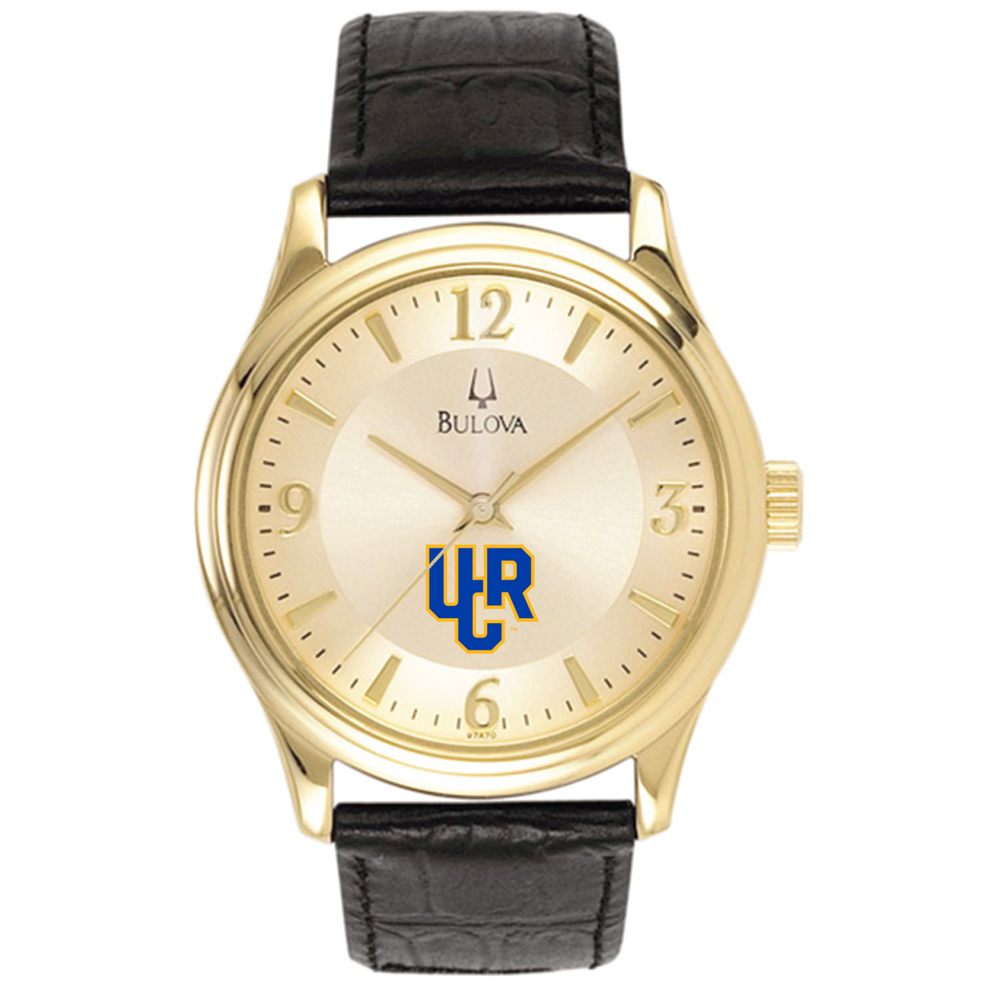 Men's Bulova  Gold/Black UC Riverside Highlanders Stainless Steel Watch with Leather Band