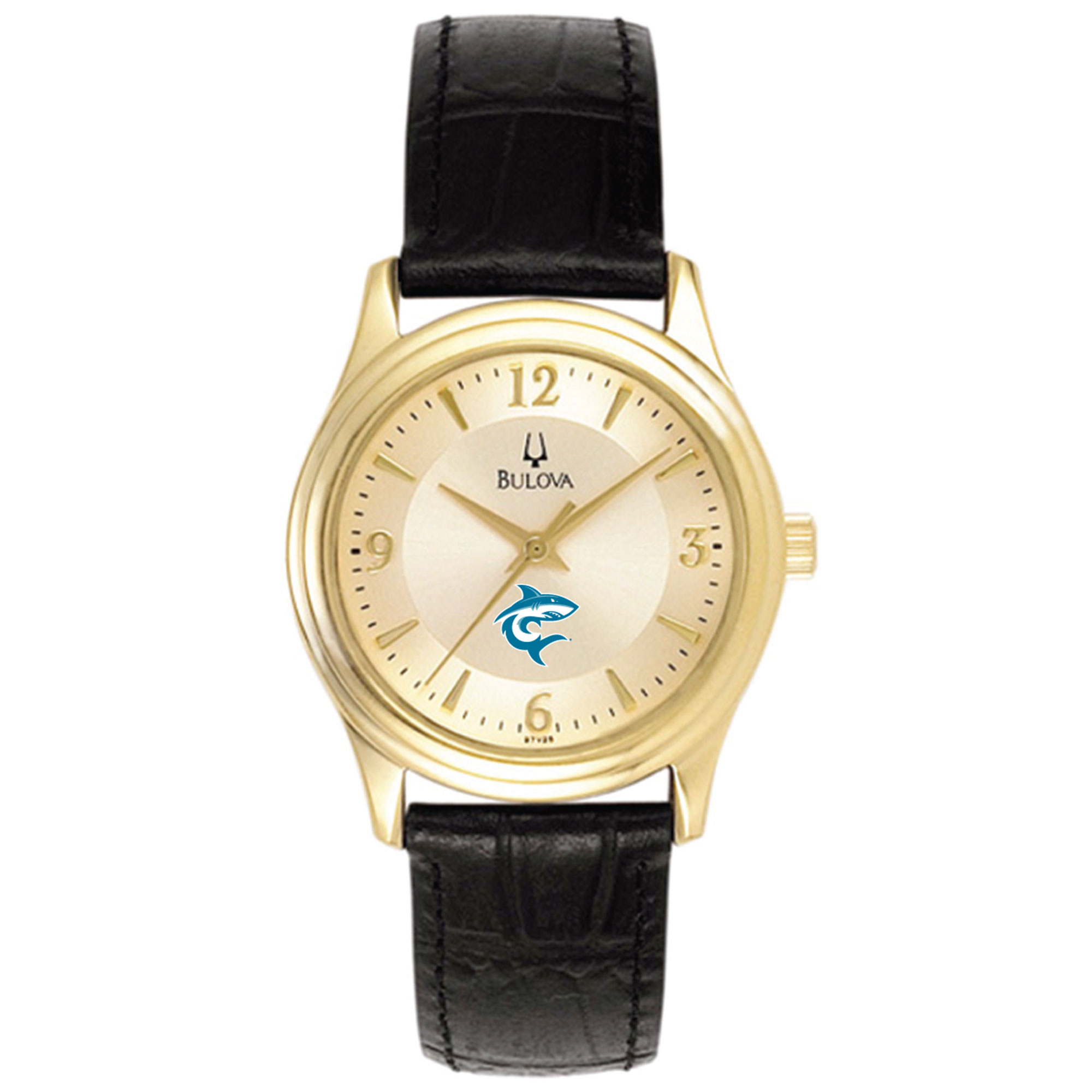 Women's Bulova  Gold/Black Hawaii Pacific Sharks Stainless Steel Watch with Leather Band