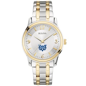 Men's Bulova  Silver/Gold Mississippi University for Women Owls Two-Tone Stainless Steel Watch
