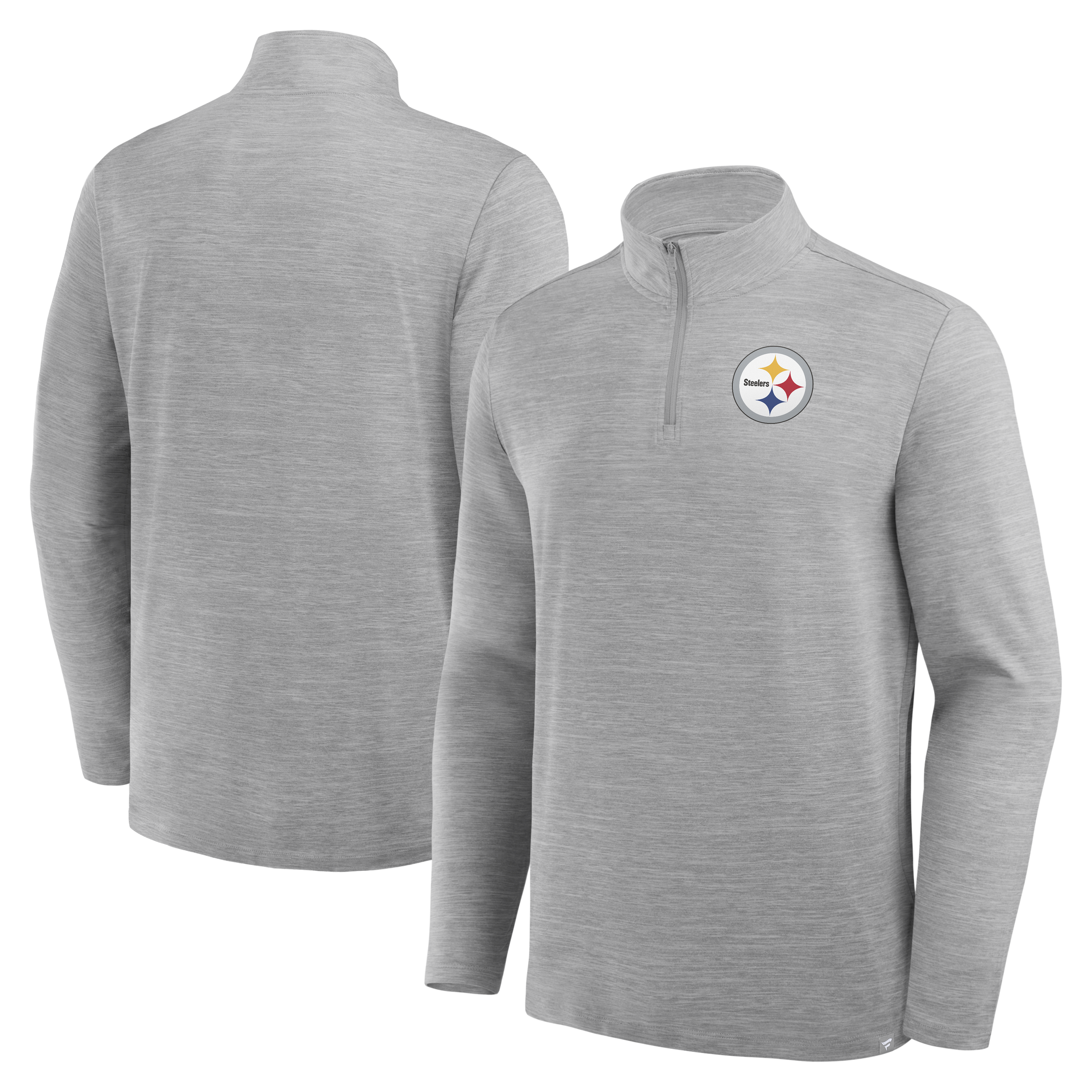 Men's Fanatics Heather Gray Pittsburgh Steelers Clutch Quarter-Zip Pullover