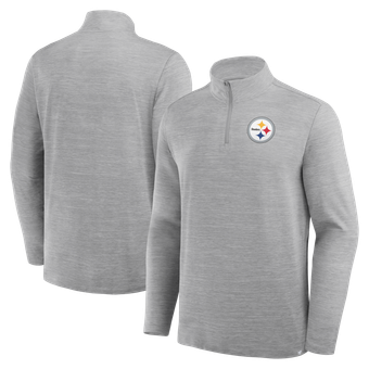 Men's Fanatics Heather Gray Pittsburgh Steelers Clutch Quarter-Zip Pullover