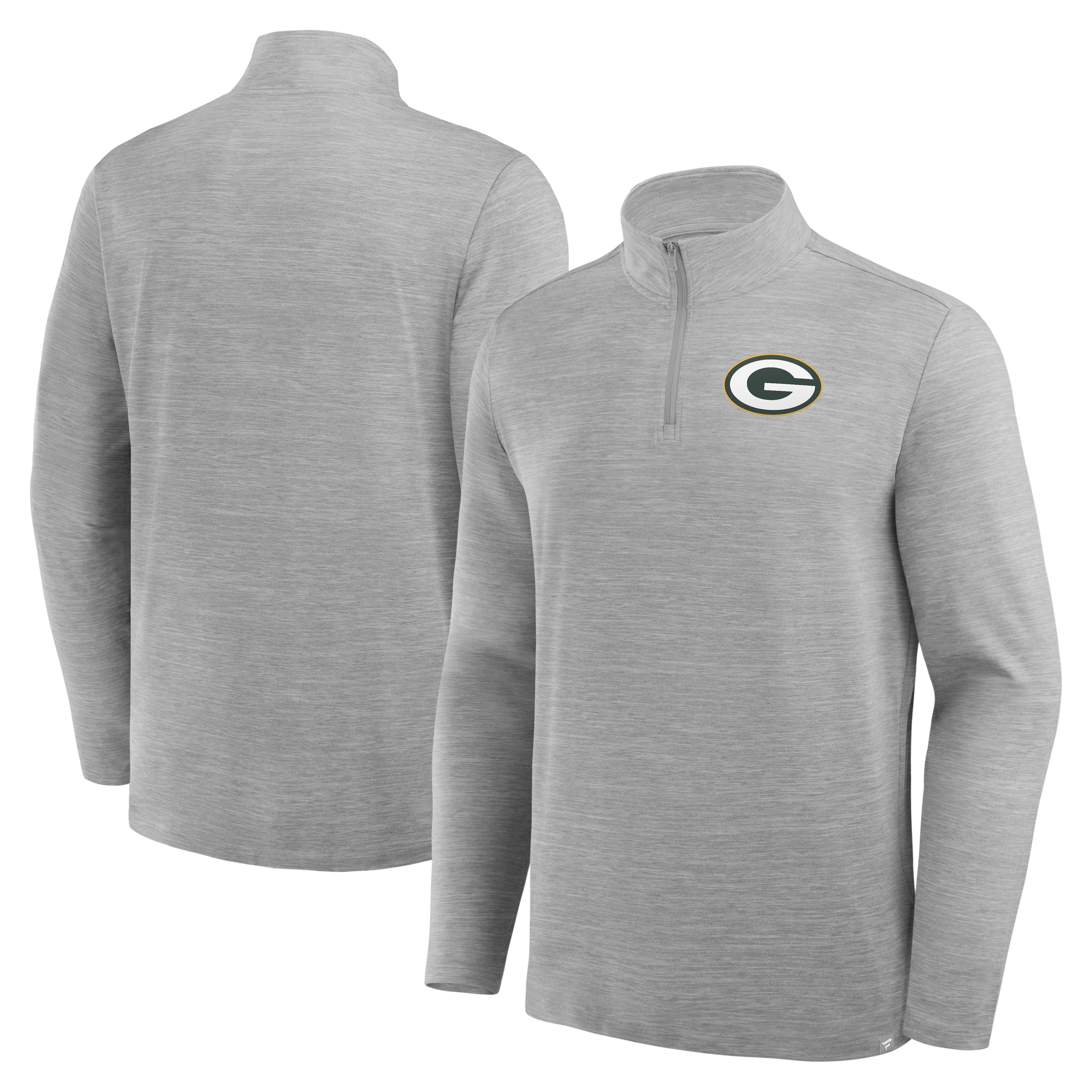 Men's Fanatics Heather Gray Green Bay Packers Clutch Quarter-Zip Pullover