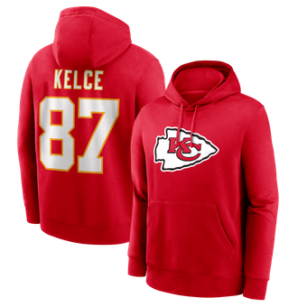 Men's Nike Travis Kelce Red Kansas City Chiefs Name & Number Hoodie