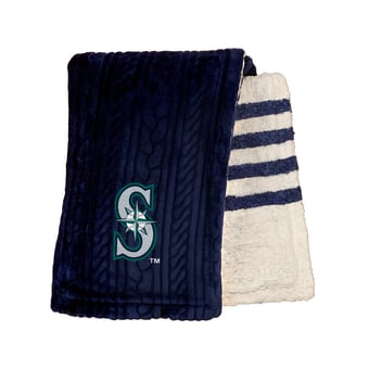 "Pegasus Seattle Mariners 60"" x 70"" Cable Knit Sherpa Stripe Blanket"