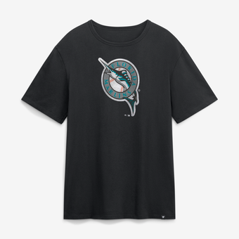 Men's Fanatics Black Florida Marlins Vintage Logo Legacy T-Shirt