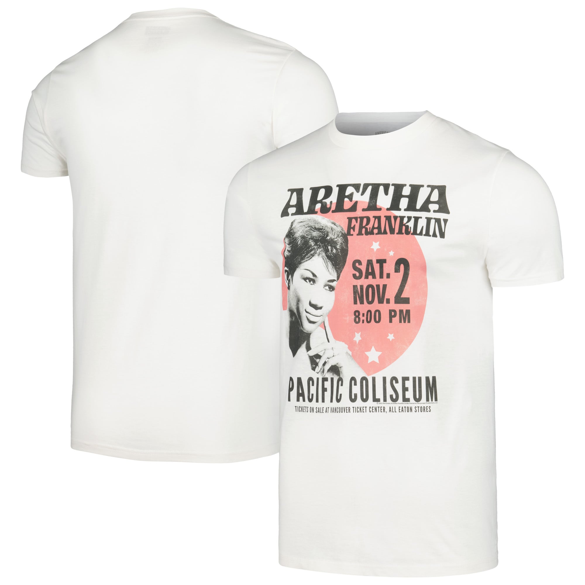 Men's Natural Aretha Franklin Circle Poster T-Shirt