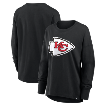 Women's Fanatics Black Kansas City Chiefs Relaxed Hip Essential Long Sleeve T-Shirt
