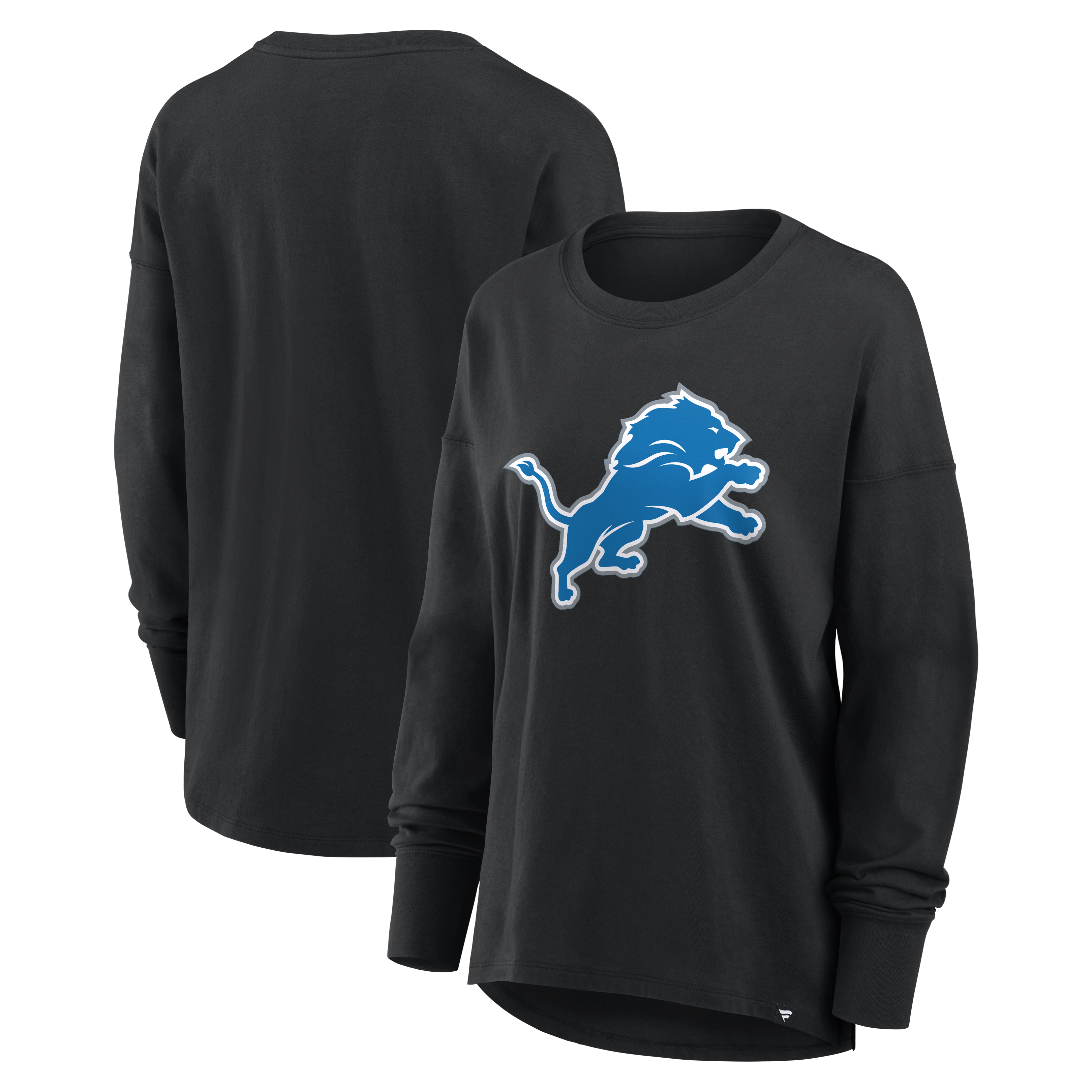 Women's Fanatics Black Detroit Lions Relaxed Hip Essential Long Sleeve T-Shirt