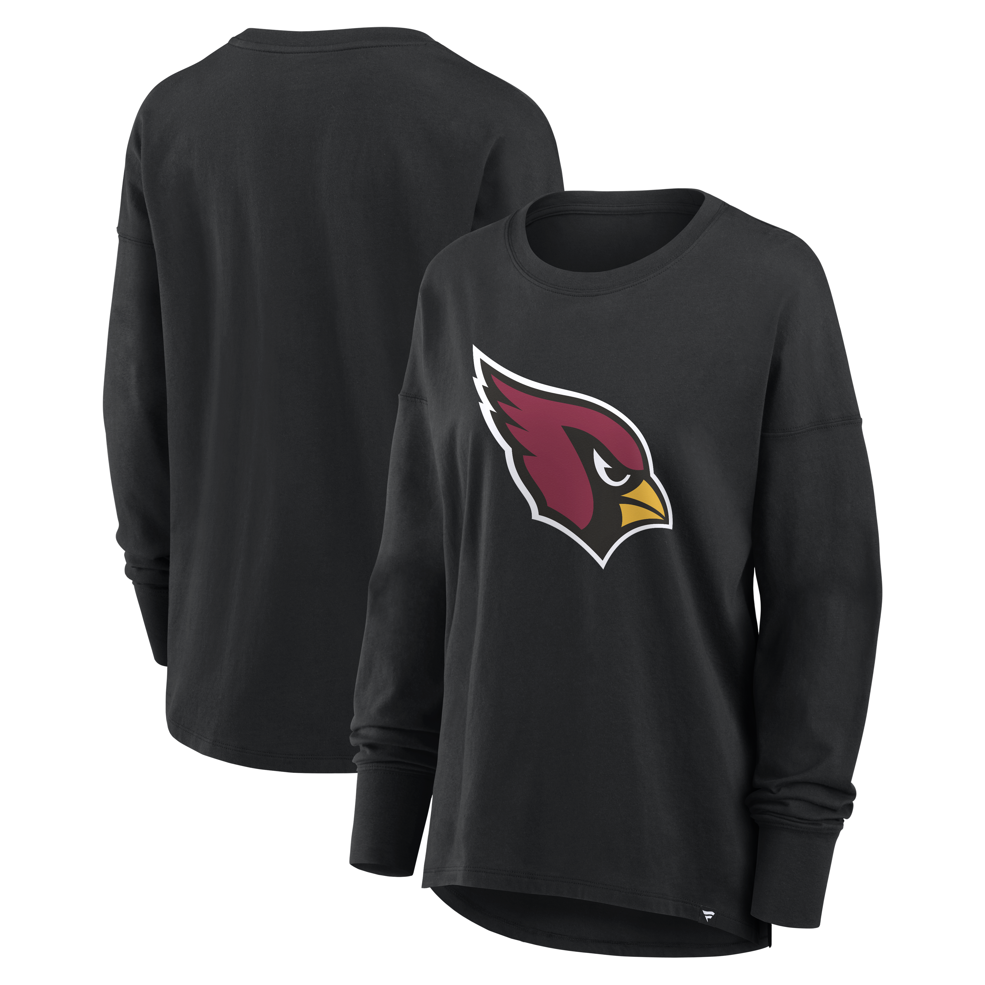 Women's Fanatics Black Arizona Cardinals Relaxed Hip Essential Long Sleeve T-Shirt