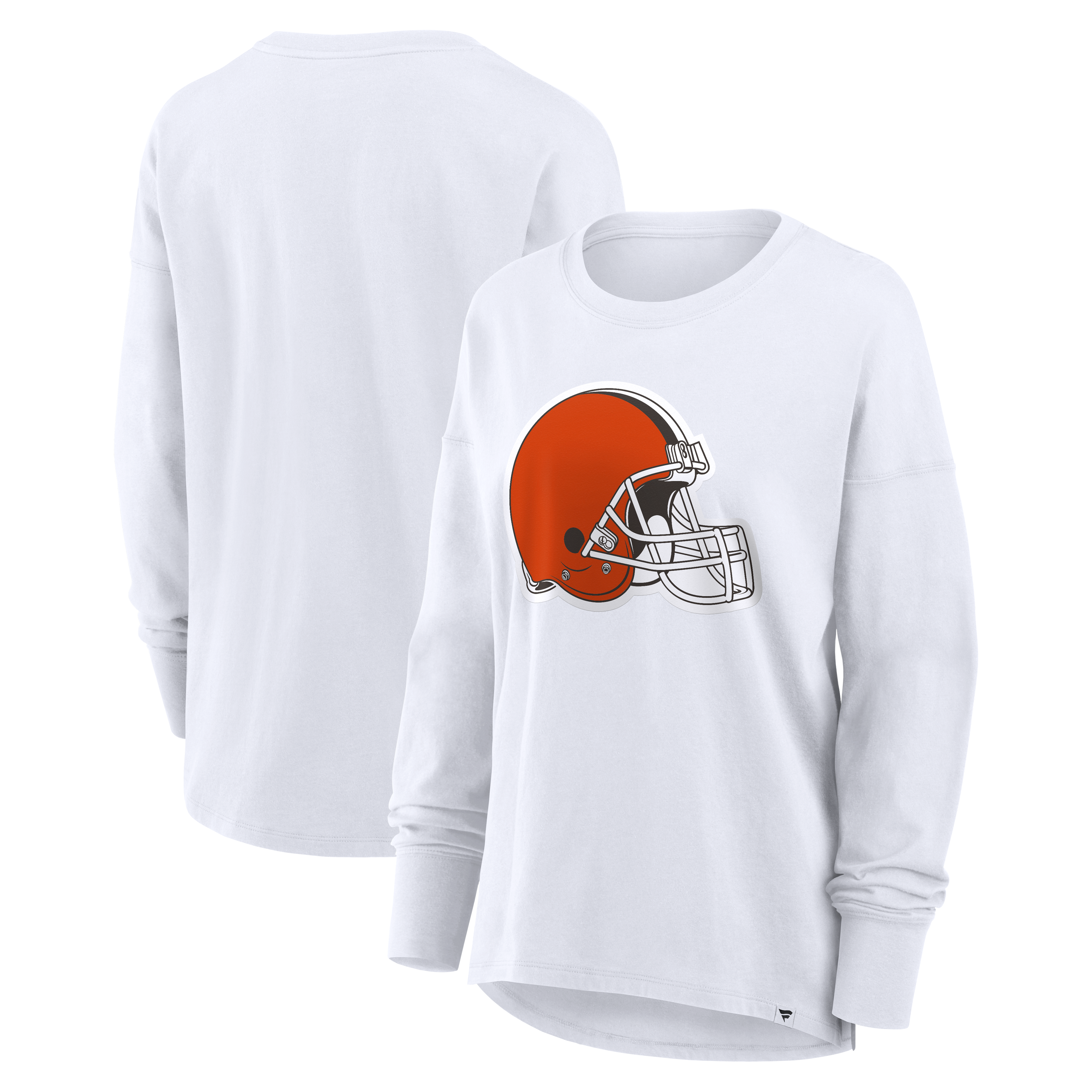 Women's Fanatics White Cleveland Browns Relaxed Hip Essential Long Sleeve T-Shirt