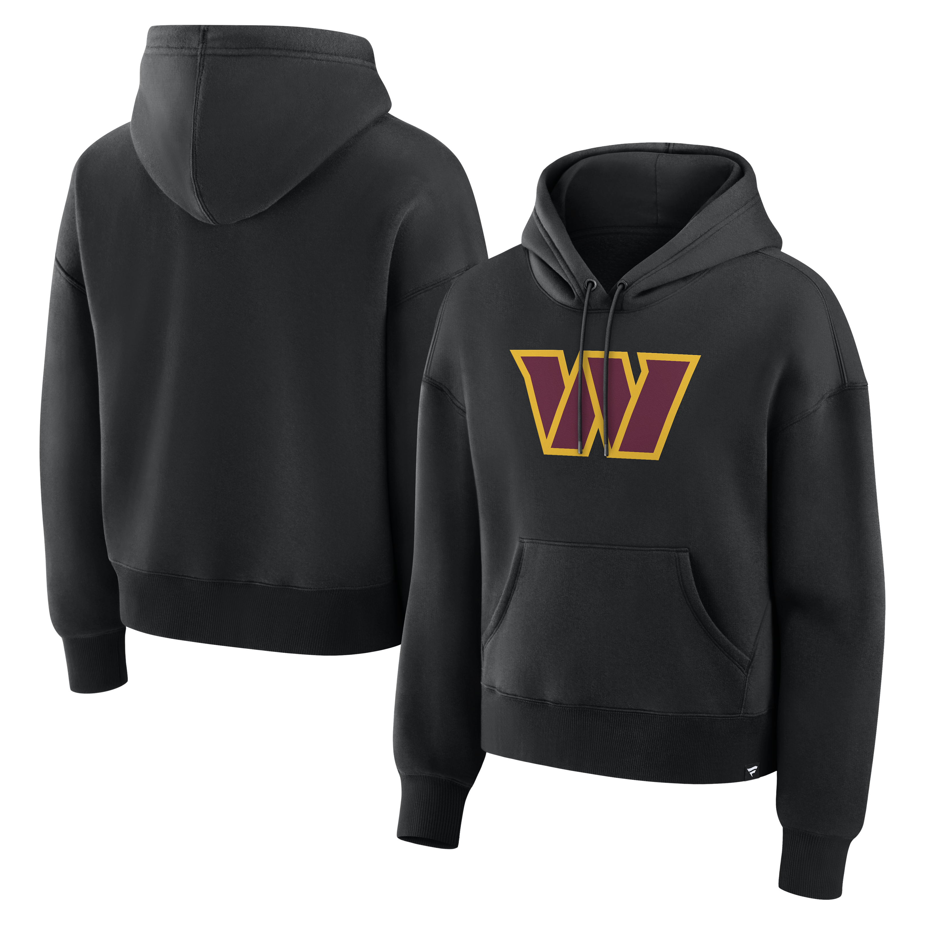 Women's Fanatics Black Washington Commanders Relaxed High Hip Essential Legacy Hoodie