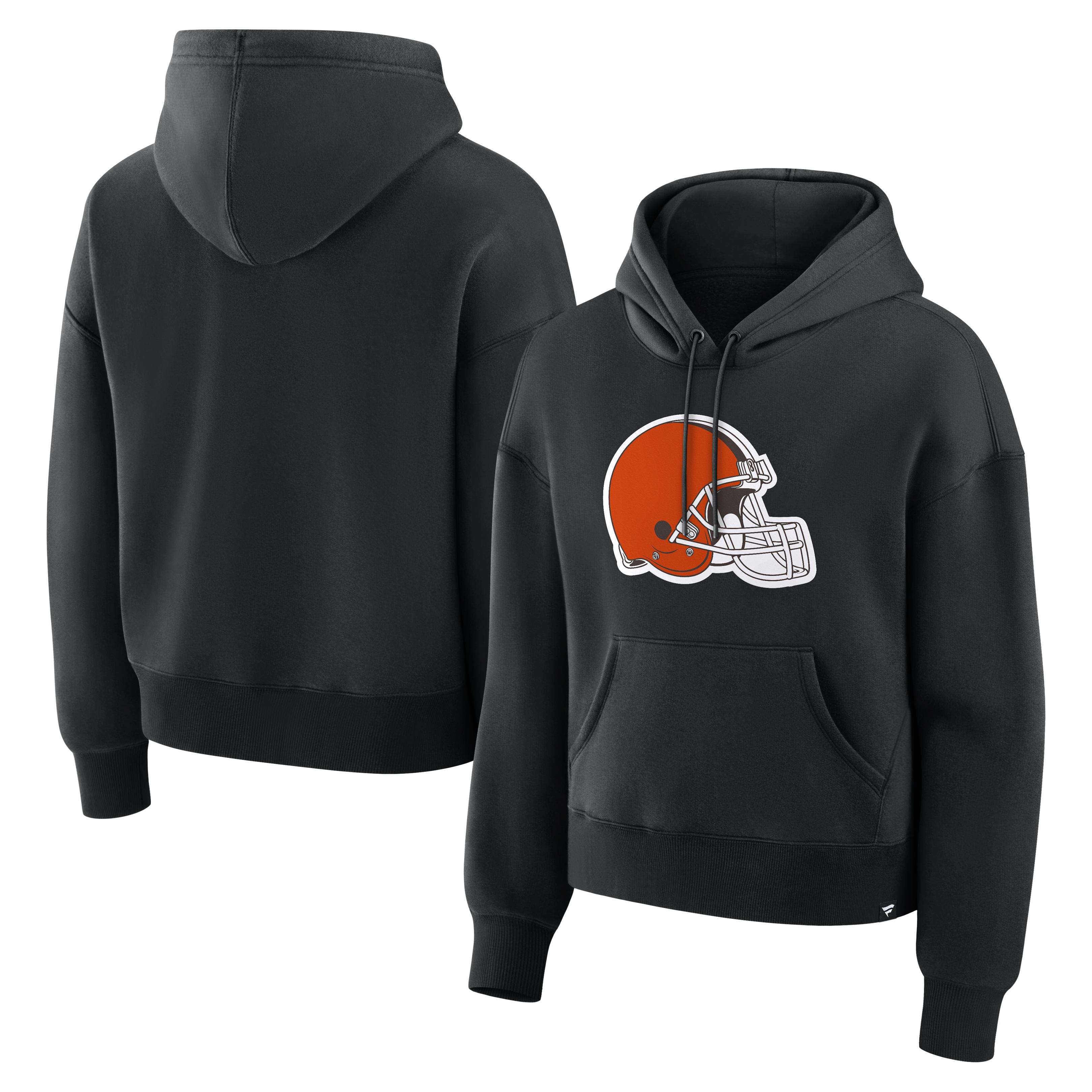 Women's Fanatics Black Cleveland Browns Relaxed High Hip Essential Legacy Hoodie